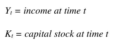 Yt = income at time t Kt = capital stock at time t
