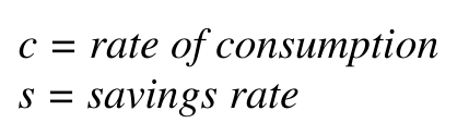 c = rate of consumption s = savings rate