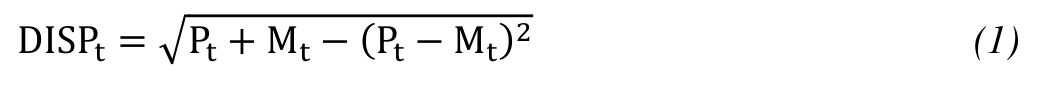 (1) DISPt = √Pt + Mt −(Pt −Mt)2