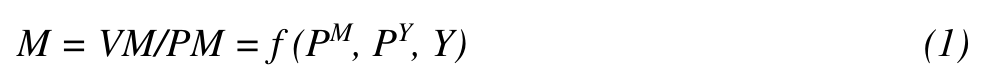 M = VM/PM = f (PM, PY, Y) (1)