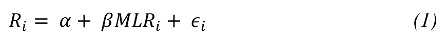 (1) 𝑅𝑖= 𝛼+ 𝛽𝑀𝐿𝑅𝑖+ 𝜖𝑖
