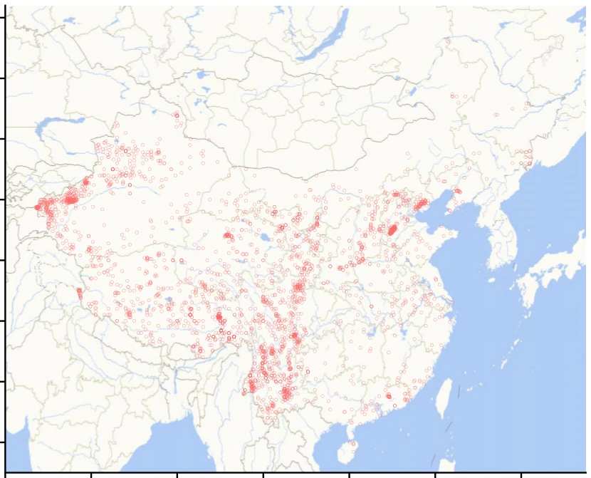 Figure 3 Earthquake Distribution in Mainland China since 780 B.C to 1970 A.D.